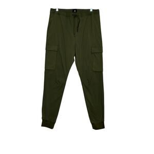 H&M green pull on casual cargo pants size Medium